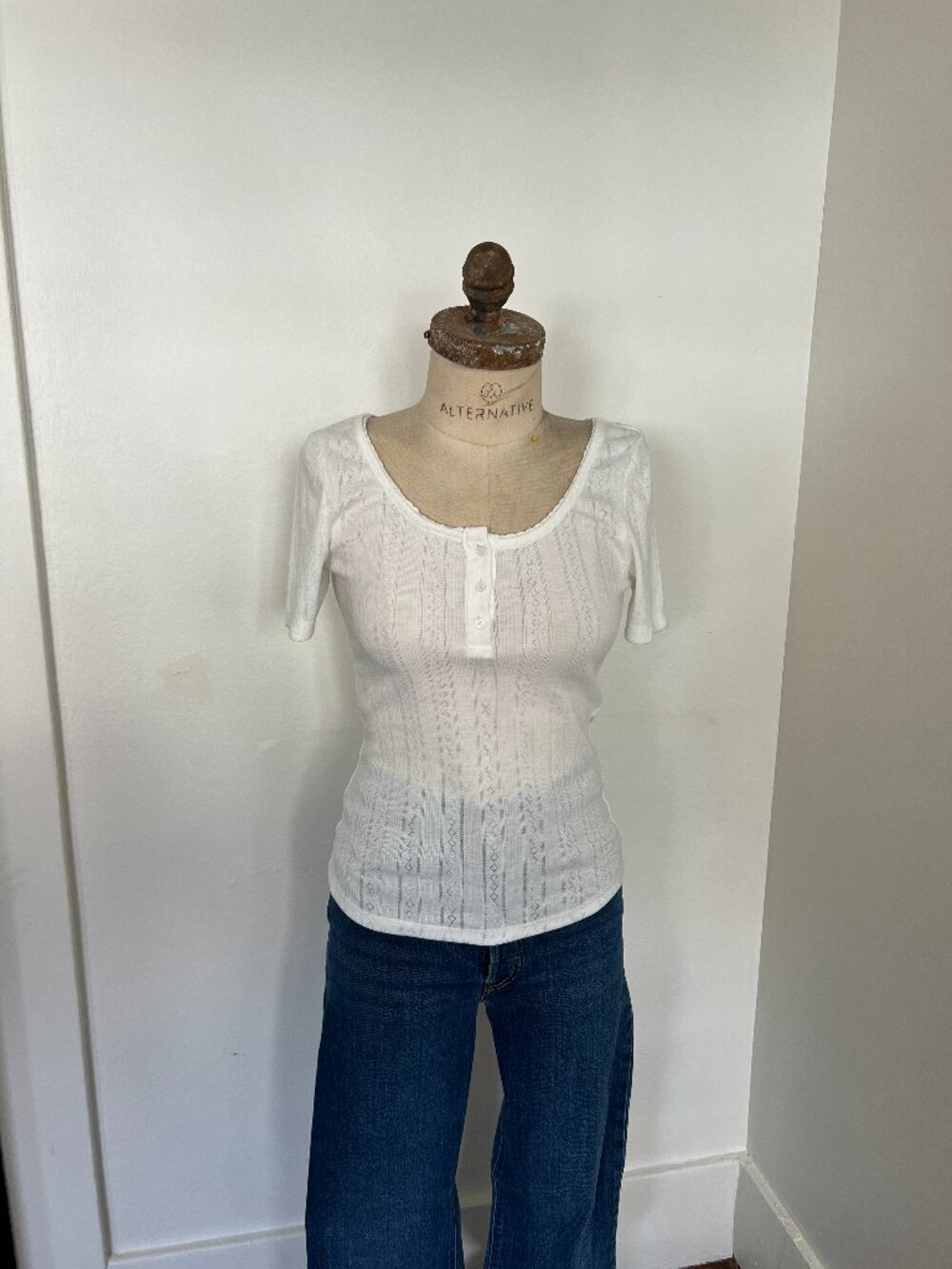Heartloom | Pointelle Knit Tee | White